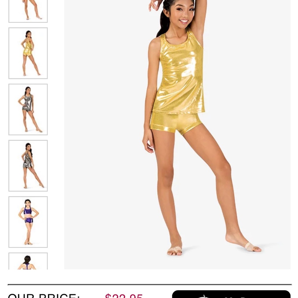 Gold spandex shorts NWT